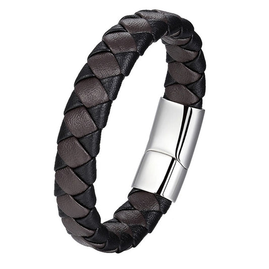 Black brown leather bracelet