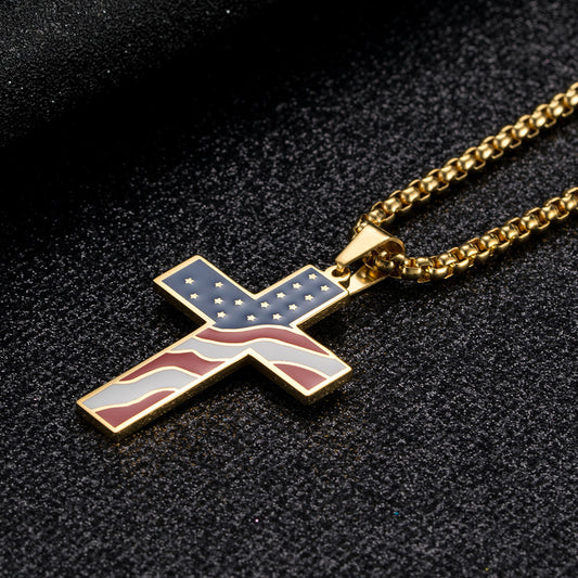 The US Flag Cross Necklace