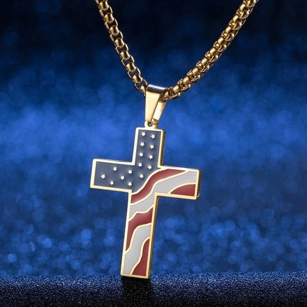 The US Flag Cross Necklace