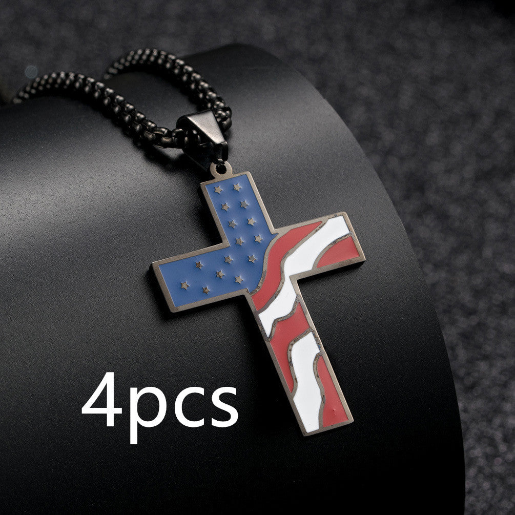The US Flag Cross Necklace