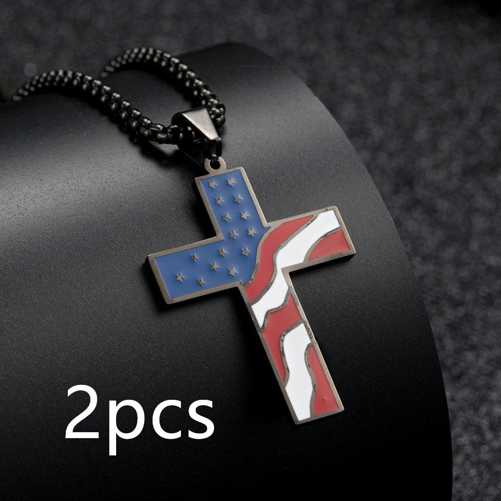 The US Flag Cross Necklace