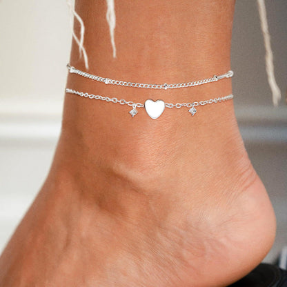 Heart-Shaped Satellite Adjustable Anklet