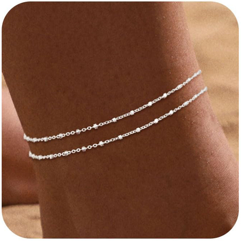 Heart-Shaped Satellite Adjustable Anklet