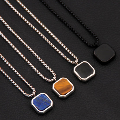 Stainless Steel Epoxy Square Necklace