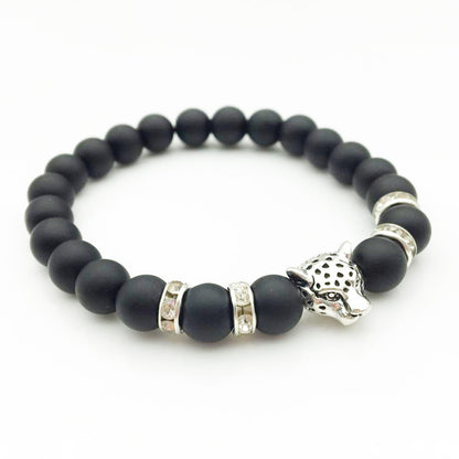 Leopard Natural Stone Lava Stone Bead Bracelet