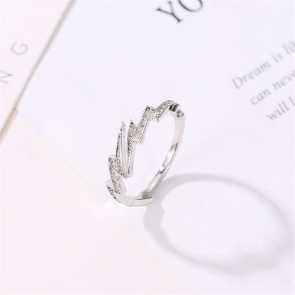 Irregular Geometry Zircon Lightning Ring