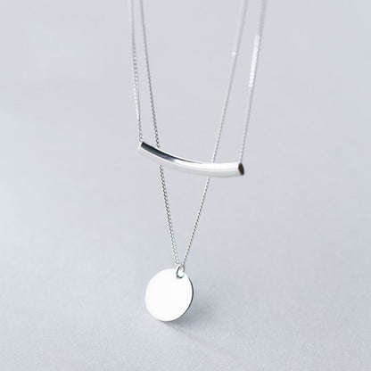 Coins Pendant 925 Silver Layered Necklace