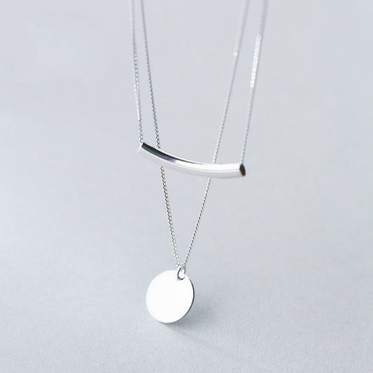 Coins Pendant 925 Silver Layered Necklace