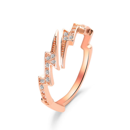 Irregular Geometry Zircon Lightning Ring