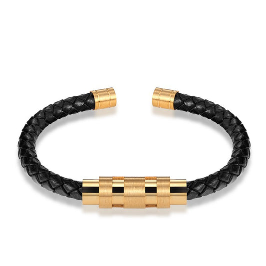 BONI™ Titanium Steel Buckle Leather Bracelet