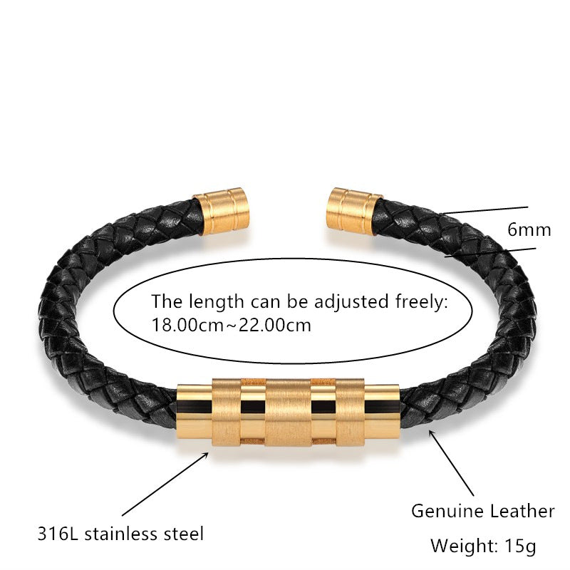 BONI™ Titanium Steel Buckle Leather Bracelet