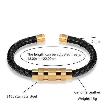 BONI™ Titanium Steel Buckle Leather Bracelet