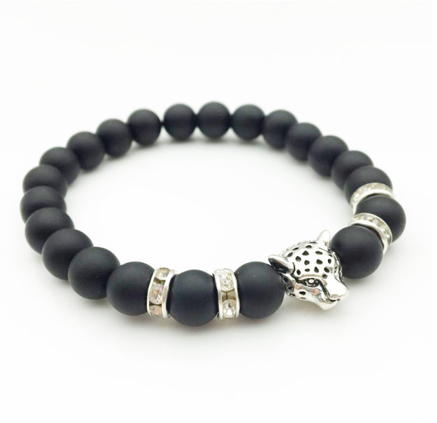 Leopard Natural Stone Lava Stone Bead Bracelet