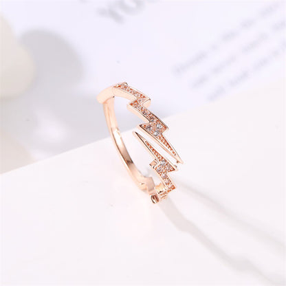 Irregular Geometry Zircon Lightning Ring