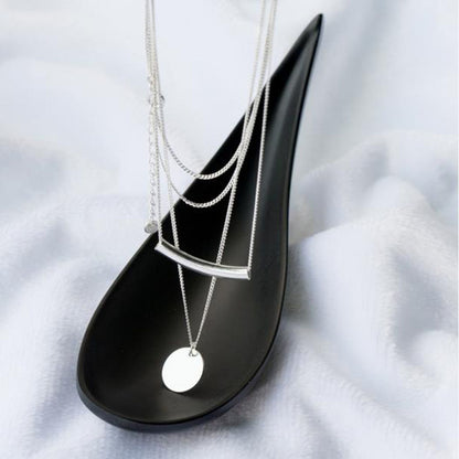 Coins Pendant 925 Silver Layered Necklace