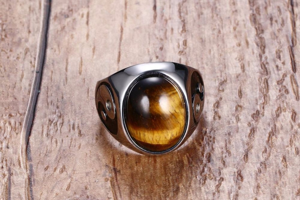 Tiger Eye Yin Yang Ring