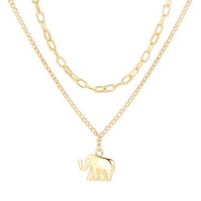 Two-Piece Necklace Elephant Layered Necklace