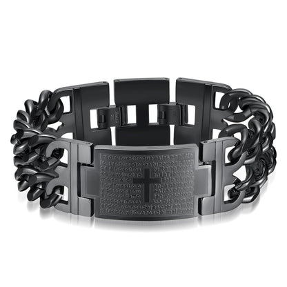 Cross Double Row Cuban Bracelet