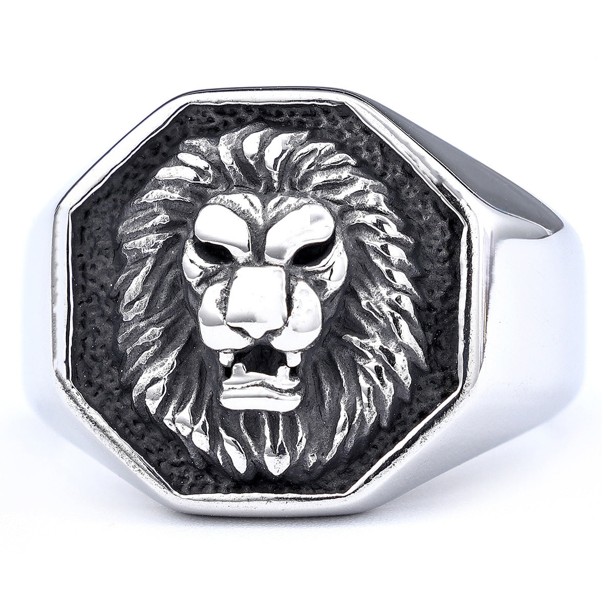 Lion's Head Punk Gold Steel Titanium Steel Ring