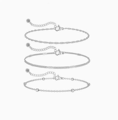 Heart-Shaped Satellite Adjustable Anklet