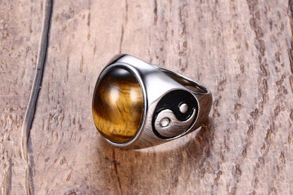 Tiger Eye Yin Yang Ring