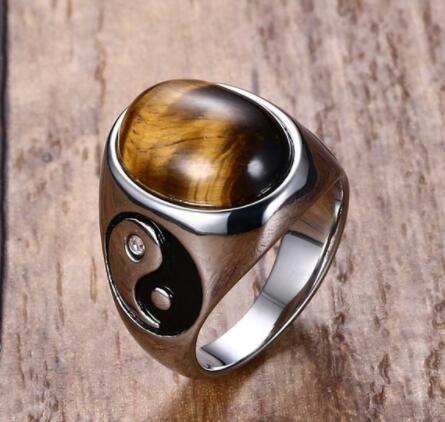 Tiger Eye Yin Yang Ring