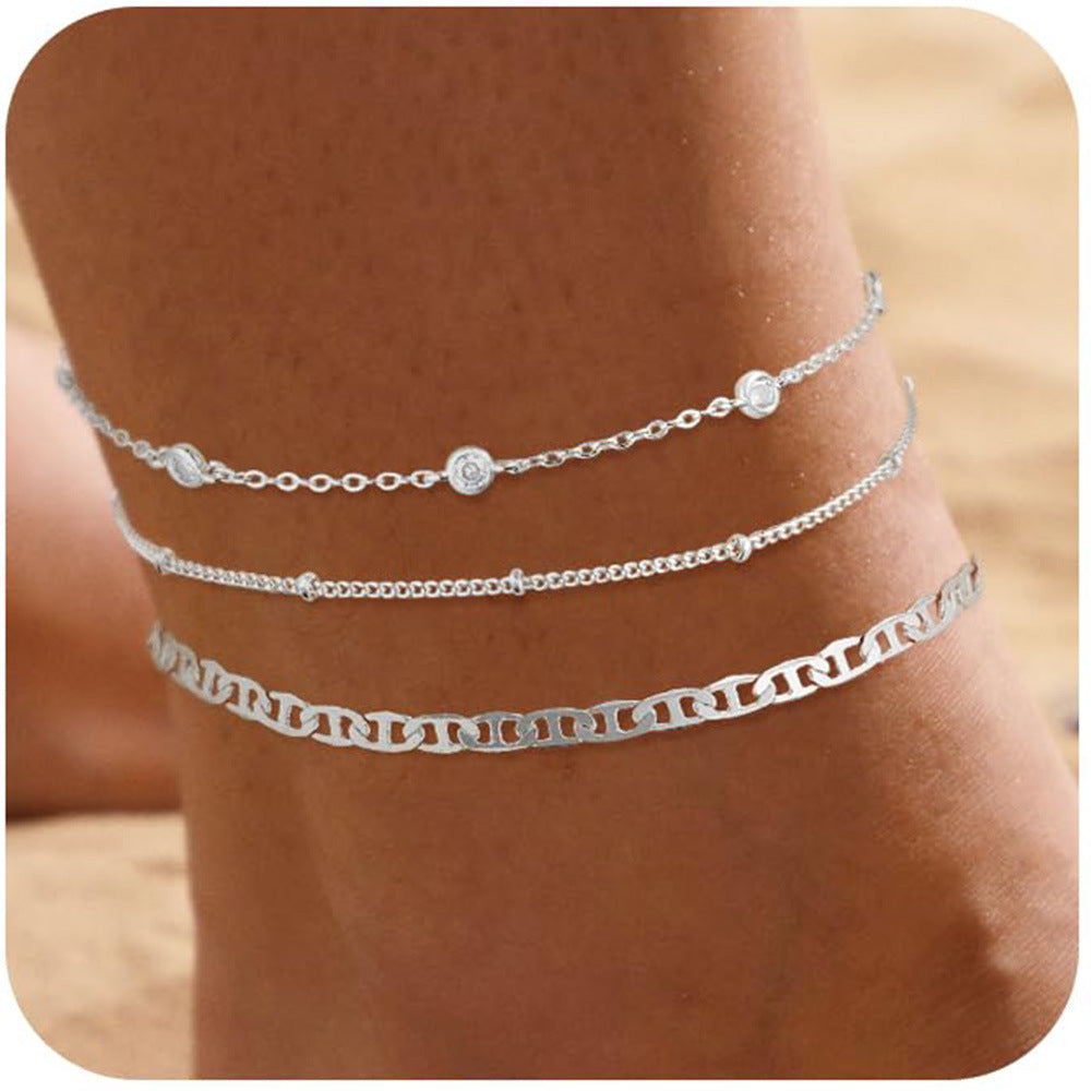 Heart-Shaped Satellite Adjustable Anklet