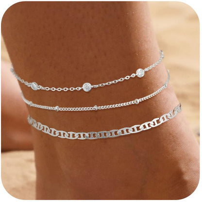 Heart-Shaped Satellite Adjustable Anklet