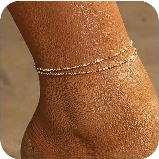 Heart-Shaped Satellite Adjustable Anklet