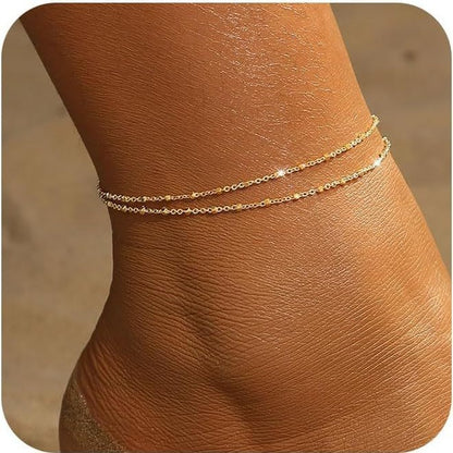 Heart-Shaped Satellite Adjustable Anklet