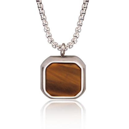 Stainless Steel Epoxy Square Necklace