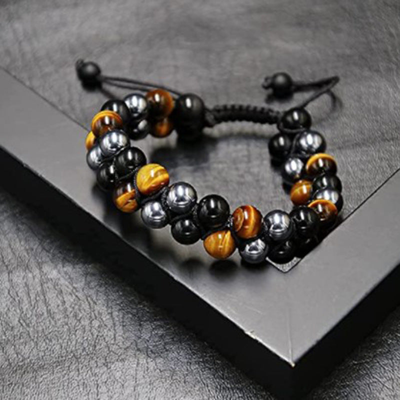 Tiger Eye Obsidian Hematite Natural Bracelet