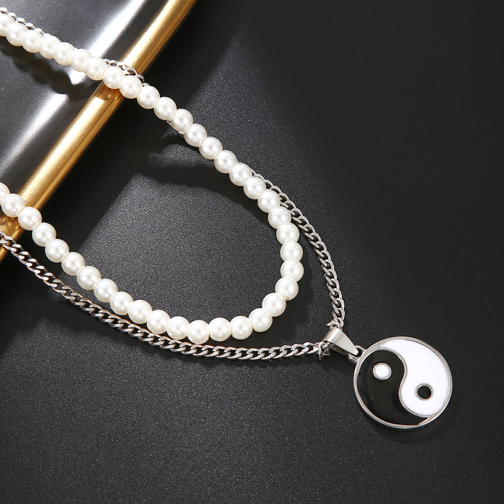 Double-layer Pearl Stainless Steel Necklace