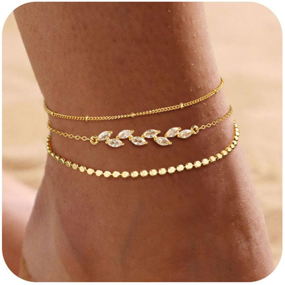 Heart-Shaped Satellite Adjustable Anklet