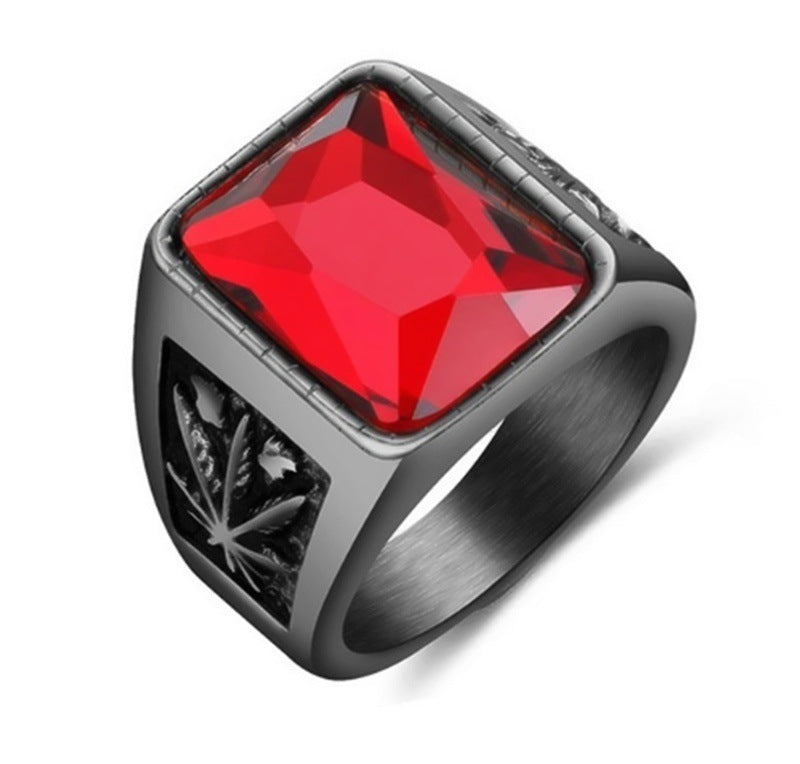 Black Red Big Gem Ring