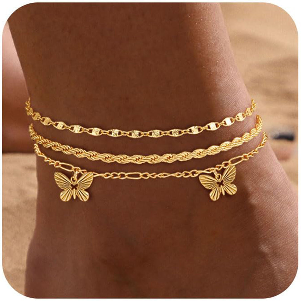 Heart-Shaped Satellite Adjustable Anklet