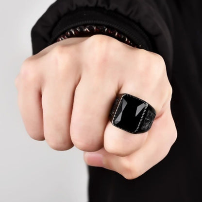 Black Red Big Gem Ring