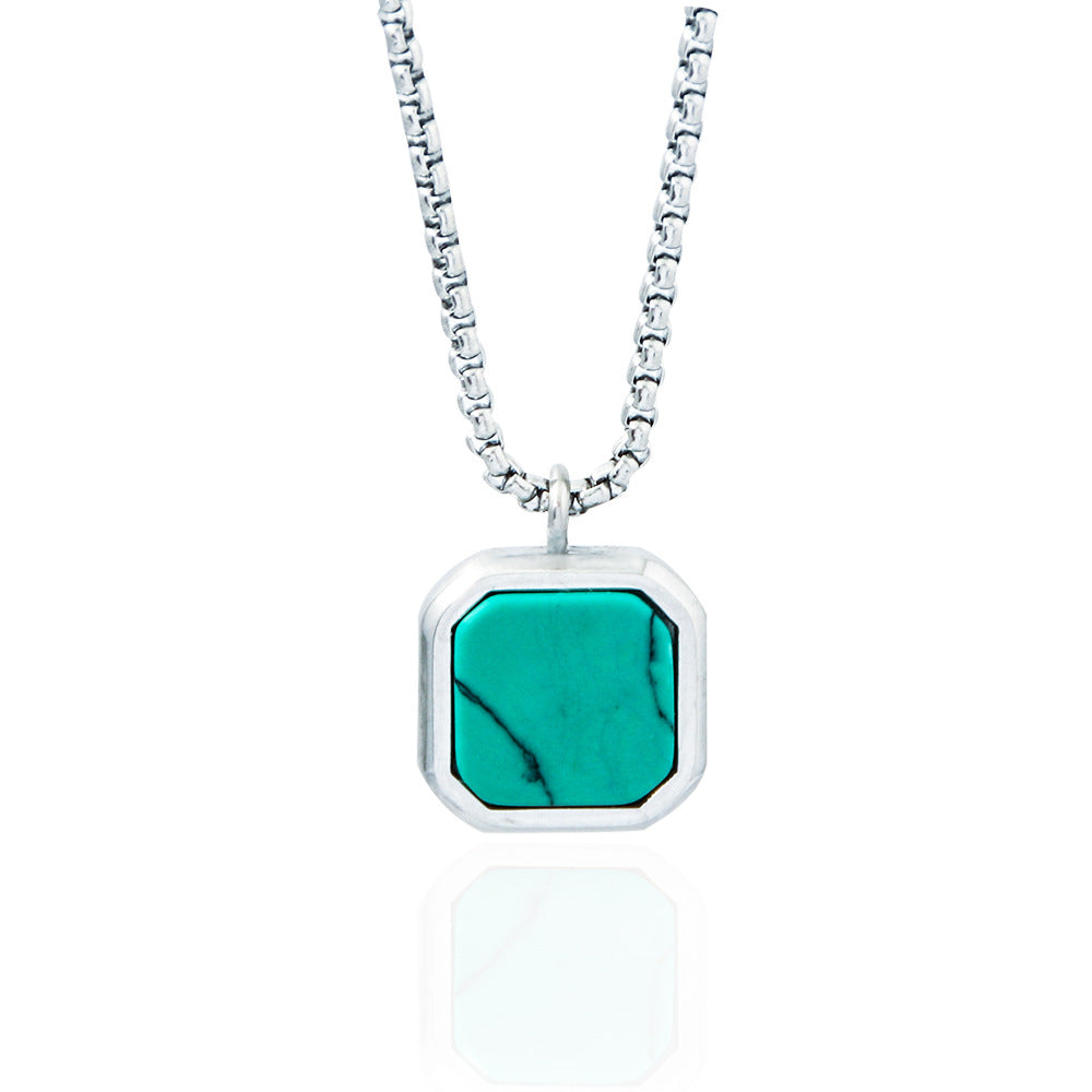 Stainless Steel Epoxy Square Necklace