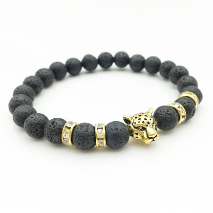 Leopard Natural Stone Lava Stone Bead Bracelet