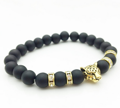 Leopard Natural Stone Lava Stone Bead Bracelet