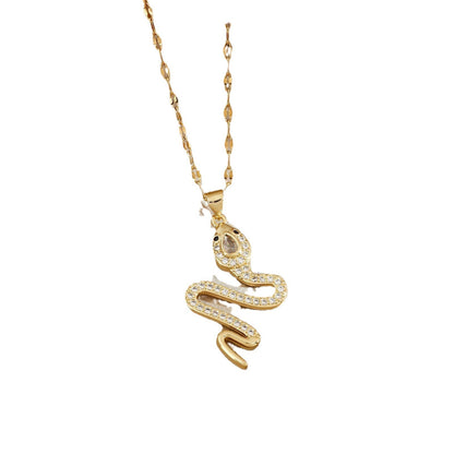 Snake Necklace With Rhinestone Design