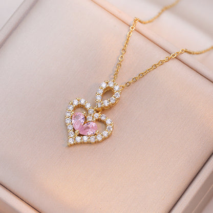 Exquisite Luxury Rhinestone Crystal Heart Pendants Necklace