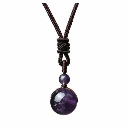 Natural Obsidian Pendant Amethyst Necklace