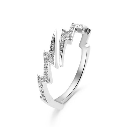 Irregular Geometry Zircon Lightning Ring