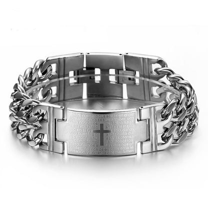 Cross Double Row Cuban Bracelet