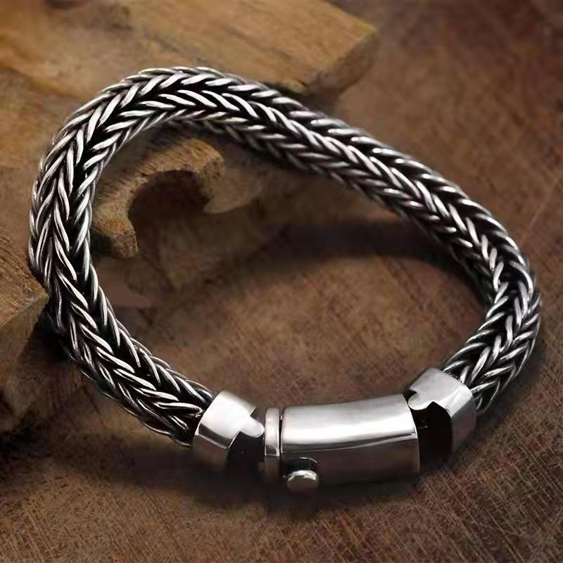 Hemp Rope Domineering Silver Bracelet