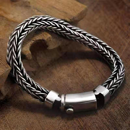 Hemp Rope Domineering Silver Bracelet