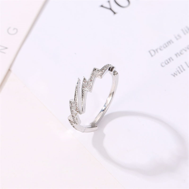 Irregular Geometry Zircon Lightning Ring