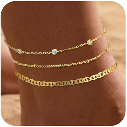 Heart-Shaped Satellite Adjustable Anklet