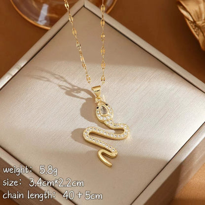 Snake Necklace With Rhinestone Design